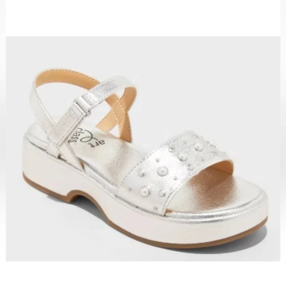 Girls Liana Pearl Studded Platform Sandals - art class™ Silver